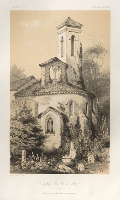 Picturesque Architecture or Monuments of the 15th and 16th Centuries: Castles of France of the 15th and 16th Centuries: Pl.14, Church of St. Maurice (Vienne) by Victor Petit