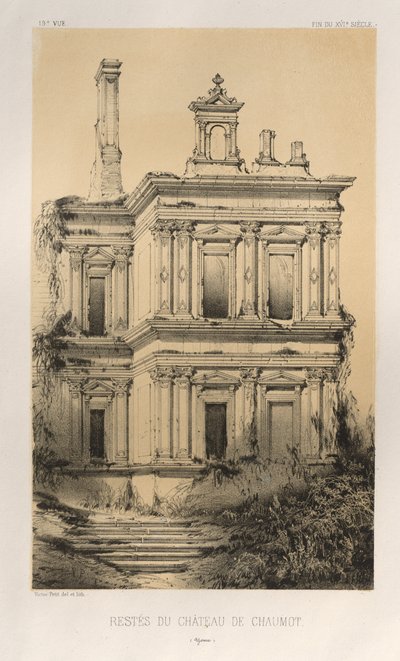 Picturesque Architecture or Monuments of the 15th and 16th Centuries: Castles of France of the 15th and 16th Centuries: Pl. 19, Remains of the Castle of Chaumot (Yonne) by Victor Petit