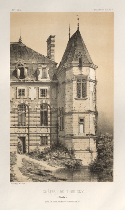 Picturesque Architecture or Monuments of the 15th and 16th Centuries: Castles of France of the 15th and 16th Centuries: Pl. 20, Castle of Thorigny (Manche) by Victor Petit