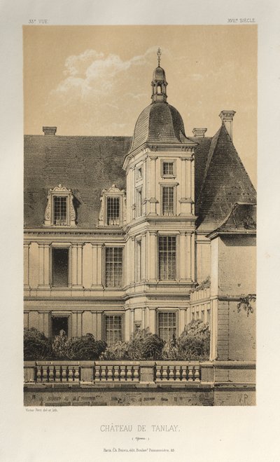 Picturesque Architecture or Monuments of the 15th and 16th Centuries: Castles of France of the 15th and 16th Centuries: Pl. 33, Castle of Tanlay (Yonne) by Victor Petit