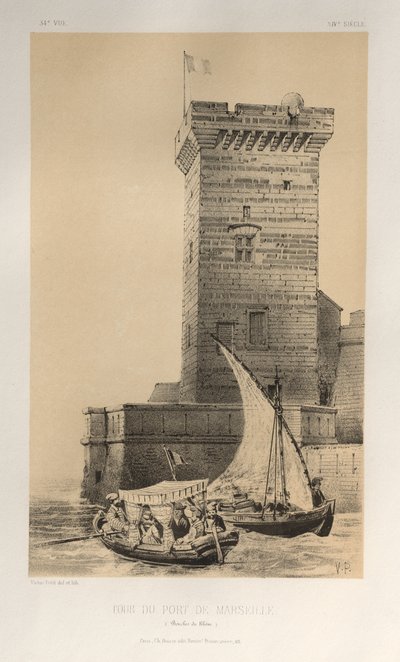 Picturesque Architecture or Monuments of the 15th and 16th Centuries: Castles of France of the 15th and 16th Centuries: Pl. 34, Tower of the Port of Marseille (Bouches Du Rhône) by Victor Petit