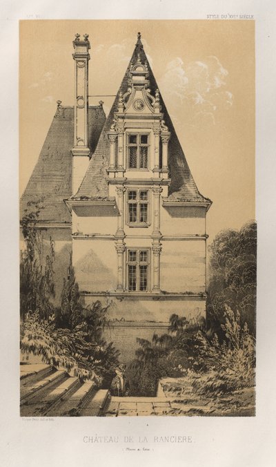 Picturesque Architecture or Monuments of the 15th and 16th Centuries: Castles of France of the 15th and 16th Centuries: Pl. 37, Castle of La Ranciere (Maine et Loire) by Victor Petit