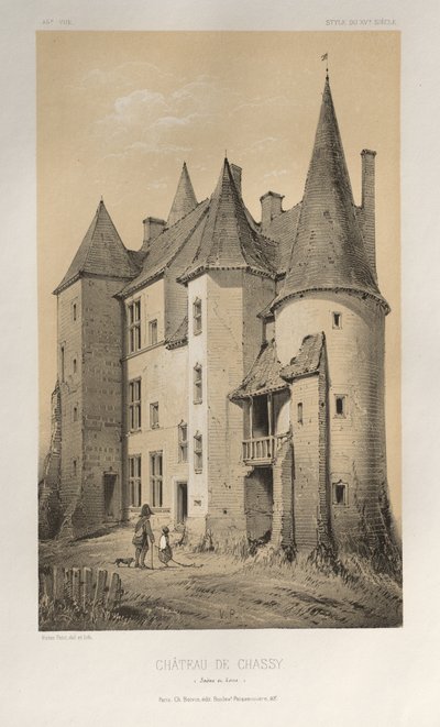 Picturesque Architecture or Monuments of the 15th and 16th Centuries: Castles of France of the 15th and 16th Centuries: Pl. 45, Castle of Chassy (Saone et Loire) by Victor Petit