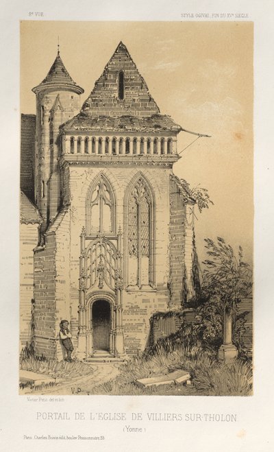 Picturesque Architecture or Monuments of the 15th and 16th Centuries: Castles of France of the 15th and 16th Centuries: Pl. 2, Portal of the Church of Villiers Sur-Tholon (Yonne) by Victor Petit