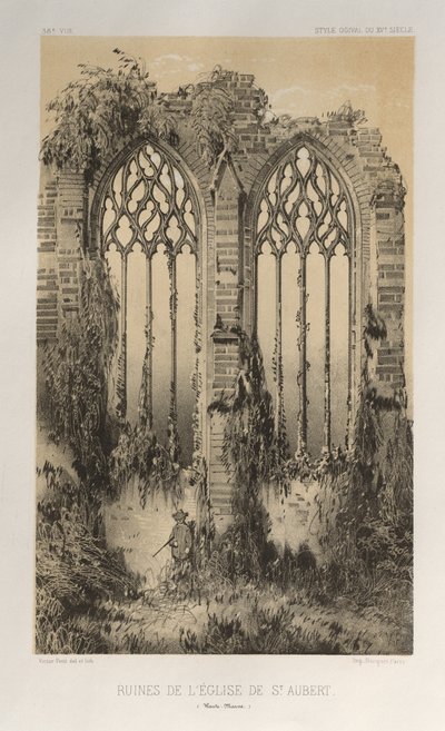 Ruins of the Church of St. Aubert, Haute-Marne, 1860 by Victor Petit