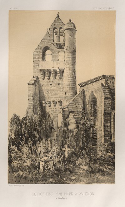 Pl. 40, Église Des Pénitents À Avignon Vaucluse, 1860 by Victor Petit