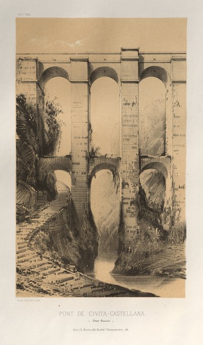 Pont De Civita-Castellana Etats Romains, Plate 50 by Victor Petit