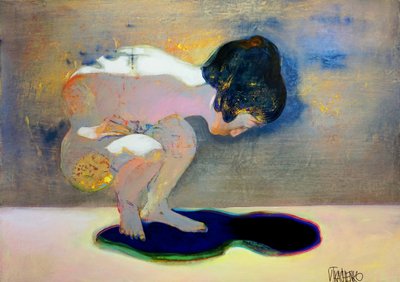 Contemplative Abstract Figure by Victor Tkachenko