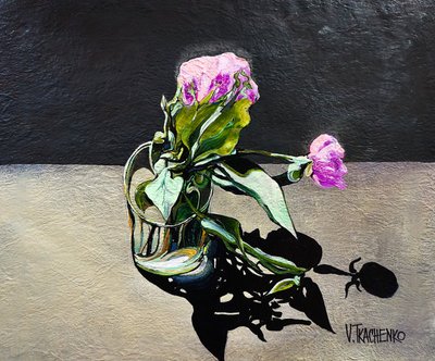 Drooping Peonies in Glass by Victor Tkachenko