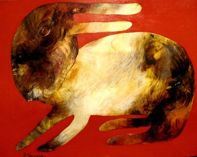 Expressive Red Rabbit by Victor Tkachenko