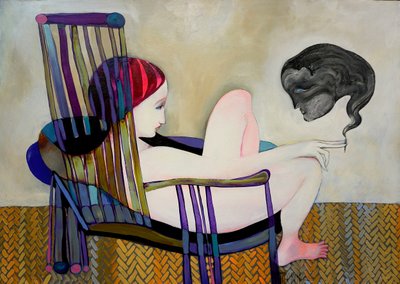 Introspection in a Striped Chair by Victor Tkachenko