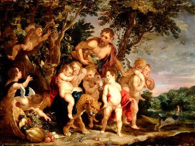A Bacchanal in a Wooded River Landscape by Victor Wolfvoet