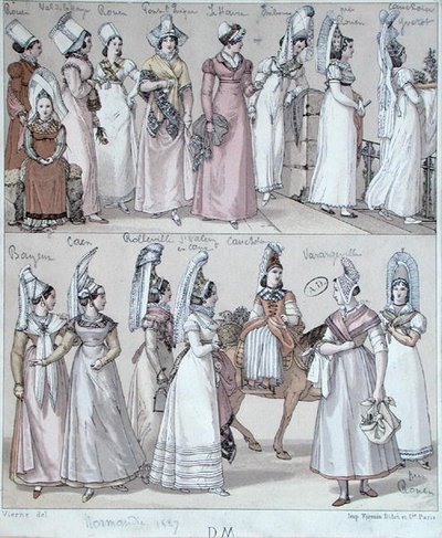 Traditional costumes of Normandy, c.1830 by Vierne (after)