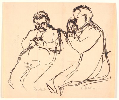 Figure Sketch. Two Seated Men: Aarsleff and P. Johansen by Viggo Johansen