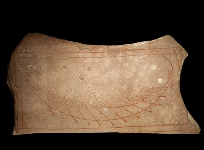 Graffiti representing a Viking rowing ship. 9th century Stockholm, Historiska Museet by Viking