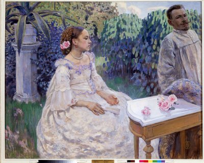 Self-Portrait with Sister by Viktor Elpidiforovich Borisov Musatov