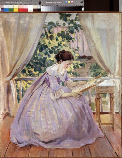 Embroideress by Viktor Elpidiforovich Borisov Musatov