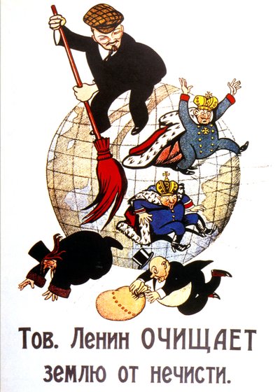 Lenin sweeping the world by Viktor Nikolaevich Deni