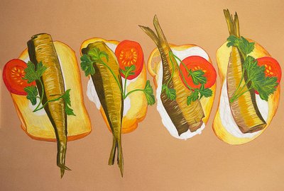 Golden Sprat Sandwiches by Viktoriia Saunina