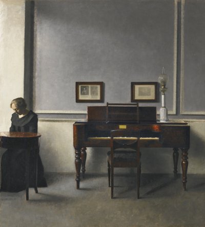 Ida in an Interior with Piano by Vilhelm Hammershøi
