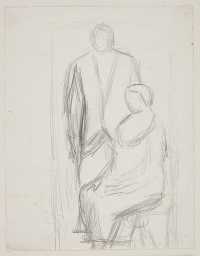 Lundstrøm Standing Behind the Seated Mrs. Lundstrøm. Study for the So-called Wedding Picture by Vilhelm Lundstrøm
