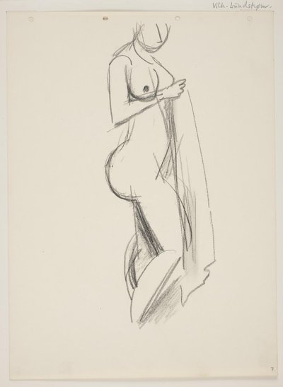 Standing Nude Woman, Profile to the Right, Drapery in Hand by Vilhelm Lundstrøm