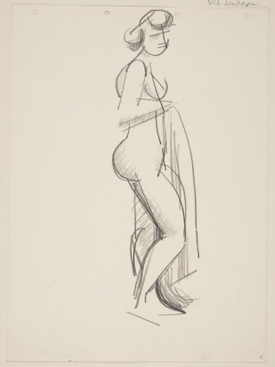 Standing Nude Woman, Profile to the Right, Drapery in Hand by Vilhelm Lundstrøm