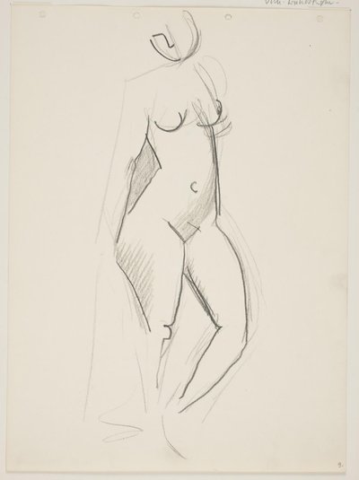 Standing nude woman, facing right, drapery in hand by Vilhelm Lundstrøm