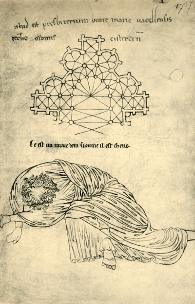 Church Plan and Sleeping Apostle, 1220-1240 by Villard de Honnecourt