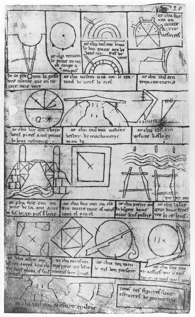 Facsimile Copy of Ms Fr 19023 fol.20 Geometrical Figures for the Construction of Buildings by Villard de Honnecourt