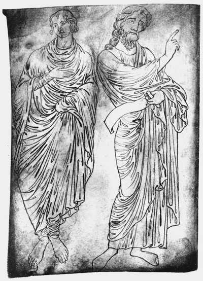Facsimile copy of Ms Fr 19093 fol.28 Figures of two apostles or prophets by Villard de Honnecourt