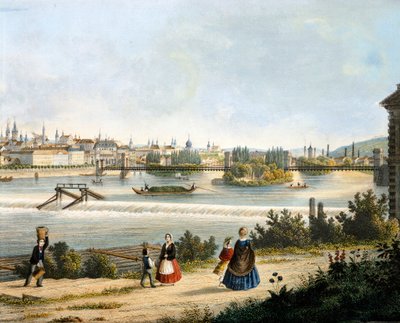 Prague on the Moldava River (Vltava) by Vincenc Morstadt