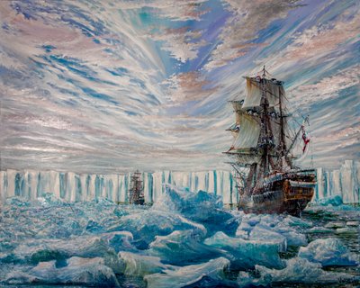 Erebus and Terror Discover Antarctic Ice Shelf by Vincent Alexander Booth