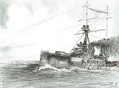 HMS Dreadnought at Sea by Vincent Alexander Booth