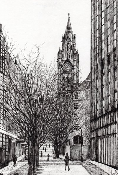 Manchester Town Hall from Deansgate by Vincent Alexander Booth