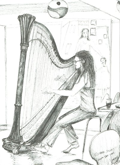 The Harpist 8th day cafe Manchester, 2007 by Vincent Alexander Booth
