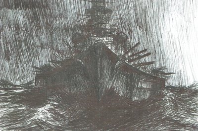 Tirpitz in Heavy Weather 1942 by Vincent Alexander Booth