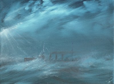 US Destroyer in a Storm at Sea 1917 by Vincent Alexander Booth