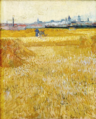 Arles: View from the Wheat Fields The Harvesters by Vincent van Gogh