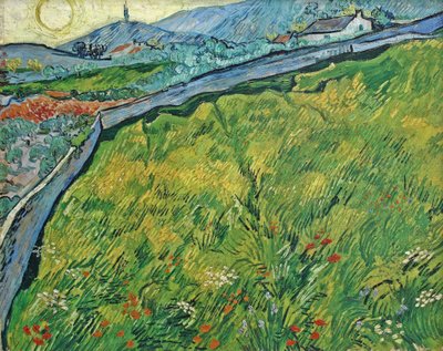 Enclosed wheat field with rising sun by Vincent van Gogh
