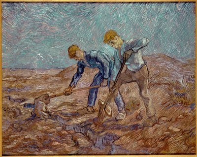 Two Peasants Digging after Millet by Vincent van Gogh