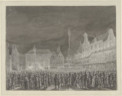 Celebration of the Proclamation of the Alliance with France at the Grote Markt in Haarlem, 1795 by Vincent Jansz. van der Vinne