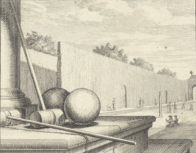 Croquet Attributes with Croquet Players in the Background by Vincent Laurensz Vinne van der
