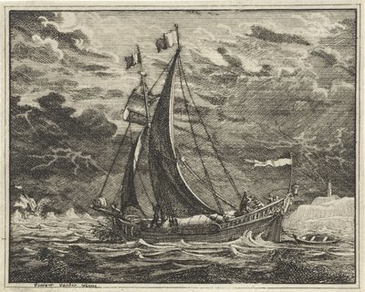 Ship in Ominous Weather by Vincent Laurensz. van der Vinne (II)