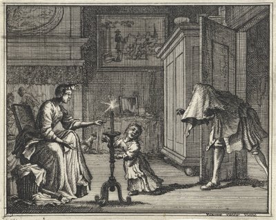 Father Scaring a Child in an Interior by Vincent Laurensz. van der Vinne (II)