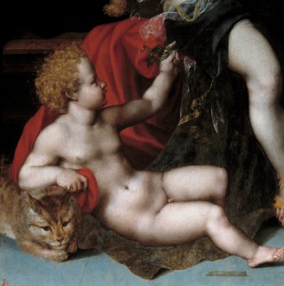 Jupiter in Satyr with Antiope and Her Twins (detail) by Vincent Sellaer