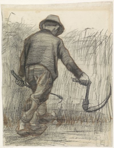 Reaper with Hat, Seen from Behind by Vincent van Gogh (signed by artist)