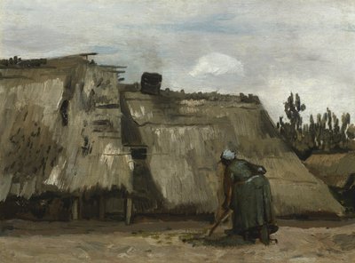 A Peasant Woman Digging in Front of Her Cottage, c.1885 by Vincent van Gogh