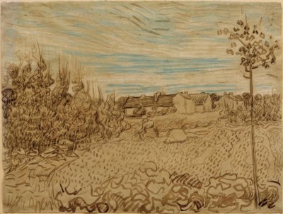Farmhouse in a Field by Vincent van Gogh