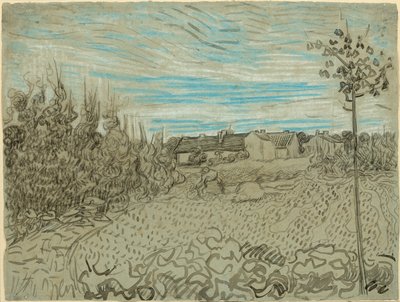 Cottages with a Woman Working in the Middle Ground by Vincent van Gogh